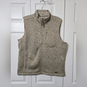Smith's Workwear Zip Up Insulated Vest, Tan & Gray Knit, Fleece Lined, Medium